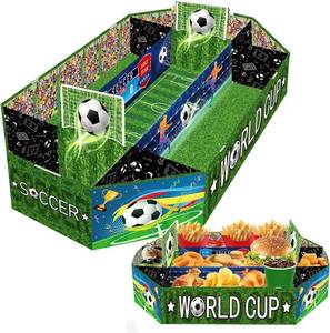 lot 3640 image: Soccer Party Supplies Kit - Large 23.6 3-Tier Snack Food Cardboard Serving Tray Set for World Cup Party Decor Game Day Decorations