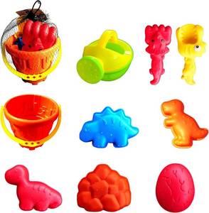 lot 3646 image: Beach Toy Set for Kids   10pcs, Sand Castle Building Kit with Bucket, Shovel, Molds & Watering Can   Fun Summer Outdoor Toys for Toddlers & Children