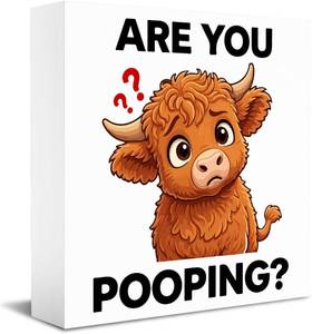 lot 3659 image: Funny Bathroom Animal Decor, Cow Wood Sign  Bathroom Humor Sign, Cow Restroom Decor, Guest Shelf Accent, Freestanding Wood Block
