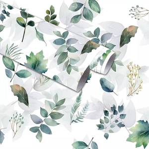 lot 3662 image: 17.5 x 118Modern Blue and Sage Green Leaf Peel and Stick Wallpaper Botanical Design Removable Self-Adhesive Vinyl Boho Contact Paper for Bathroom Waterproof Cabinets Bedroom and Farmhouse Wallpaper
