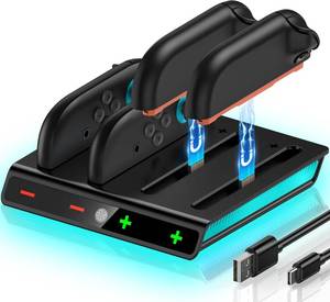 lot 3663 image: EXTREMECOOL 4 in 1 Charging Dock Compatible with Nintendo Switch 2 (2025) for Joycon Controller, Joypad Charger with Magnetic Design, 2H Fast Charge Stand Station for Switch 2 Joy Con