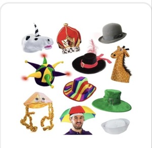 lot 3807 image: Funny Party Hats - Assorted Costume Hats For Adults - Colorful Party Headwear For Dress-Up Parties, Themed Events, Birthdays, Or Photo Booth Accessories Props, Unisex And One Size Design, 6 CT