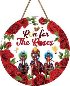 lot 3809 image: Kentucky Run for The Rose Derby Wooden Door Signs Derby Day Welcome Signs Hanging Porch for Wreath Indoor Wall Hanging Decoration