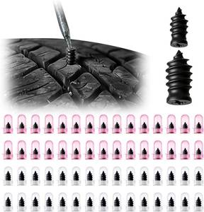 lot 3824 image: HEGUD 60 PCS Tire Repair Rubber Nail Tire Plug Kit, Vacuum Tire Repair Kit Spiral Rubber Screws, Fast Self-Service Tool for Car, Truck, Motorcycle, Tractor Tire Puncture Repair