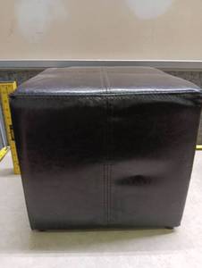 lot 28 image: L.Powell Acquisition Corp. Ottoman Cube Black Polyurethane Foam 95% Polyester 5%