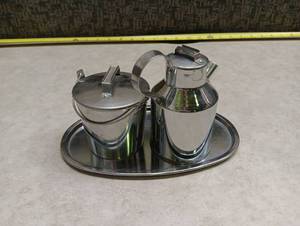lot 68 image: 4-Piece Stainless Steel Coffee Tea Serving Set with Tray
