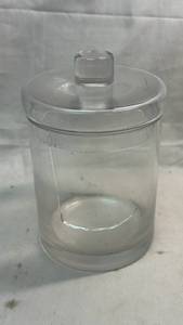 lot 28 image: Glass Lidded Jar with Knob Finial 3 Inch Diameter