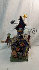 lot 54 image: Metal Haunted House with Halloween Accessories