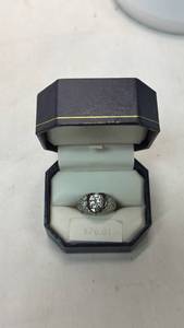 lot 69 image: 925 Silver Dome Ring featuring a Pave-Set Design