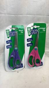lot 77 image: OfficeWorks Kids Scissors Blunt and Pointed Tip 2-Pack