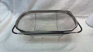 lot 83 image: stainless Steel Over-the-Sink Colander w Extendable Handles