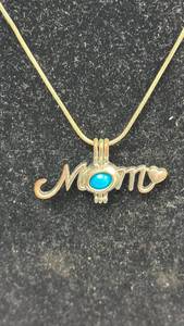lot 100 image: Mom Pendant Necklace with Turquoise Stone