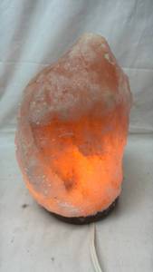 lot 104 image: Himalayan Salt Crystal Lamp with Wood Base