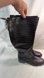 lot 117 image: Antonio Melani Crocodile Embossed Lace-Up Tall Boot