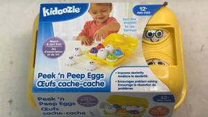lot 142 image: Kidoozie Peek n Peep Eggs 6 Egg Shapes Matching Game 12 Months G02583