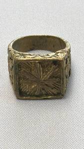 lot 162 image: Decorative Cast Metal Ring with Relief Carved Face
