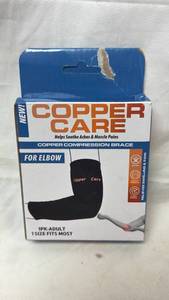 lot 184 image: Copper Care Copper Compression Brace For Elbow 1pk Adult One Size Fits Most