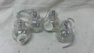 lot 192 image: Holiday Shot Clear Glass Ornaments with Silver Metal Caps 4-Pack