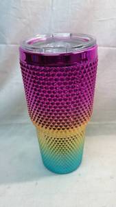 lot 207 image: Modern Expressions Tumbler 24 oz 720ml Rainbow Ombre Textured
