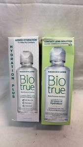 lot 208 image: BauschLomb Biotrue Multi-Purpose Contact Lens Solution 4 FL OZ Lot of 2 (1 Opened)