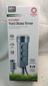 lot 223 image: Power Gear 6-Outlet Yard Stake Timer Outdoor Plug-in