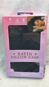 lot 242 image: Vivitar Satin Pillow Case StandardQueen 20x30 Black 1PC