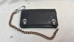 lot 248 image: Black Wallet with Skull Studs and Chain Strap