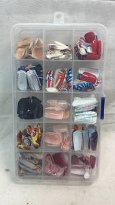lot 259 image: Clear Plastic Storage Organizer with Assorted Acrylic Nail Sets