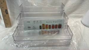 lot 270 image: edge 3 Tier Pantry Organizer 10.4 x 9.25 x 4 E10640-CL - Lot of 2