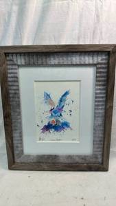 lot 290 image: Original Artwork by Darren Parker Funny Bunny Signed, Limited Edition Watercolor 310 in a 13x11 Frame