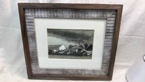 lot 291 image: Framed Black and White Watercolor Print in 11x13 Frame