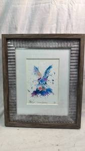 lot 292 image: Original Artwork by Darren Parker Funny Bunny Signed, Limited Edition Watercolor 510 in a 13x11 Frame