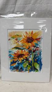 lot 298 image: Original Artwork by Darren Parker Sunflower Serenade Signed, Limited Edition Watercolor 56100 - Unframed 9.5x7.5 print in a 14x11 Mat