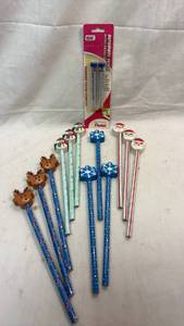 lot 321 image: Pentel Automatic Refill Erasers & 12 Pack of Holiday Decorative Pencils