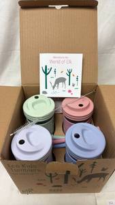 lot 332 image: Eco Kids 4 Glass 12oz Tumbler Set - World of Elk