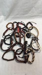 lot 341 image: Lot of 21 Assorted Beaded and Cord Bracelets