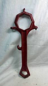 lot 345 image: Vintage Red Cast Iron Fire Hydrant Spanner Wrench