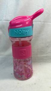lot 350 image: Nuby Sippy Cup with Spill-Proof Lid Pink Turquoise