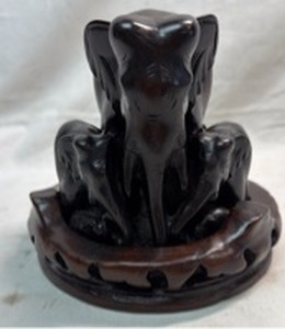 lot 361 image: Carved Elephant Figurine Surrounded by Baby Elephants