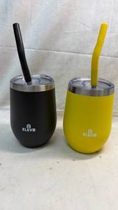 lot 366 image: ELEV8 14 oz Stainless Steel Wine Tumbler Set 2-Pack (S0W615AM)
