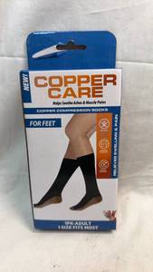lot 368 image: Copper Care Copper Compression Socks for Feet 1 Pair Adult One Size