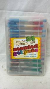 lot 382 image: Set of 24 Super Duper Scented Gel Pens - 12 Glitter 6 Neon 6 Pastel