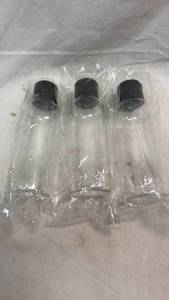 lot 389 image: Clear Plastic Bottles with Black Flip-Top Caps 3-Pack