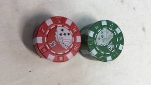 lot 394 image: Herb Grinder Set of 2 with Poker Chips Theme