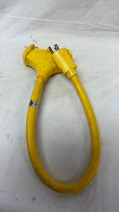 lot 412 image: Yellow Power Cord Extension Cable 3-Outlet Adapter