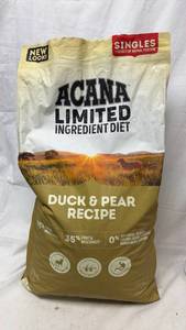 lot 433 image: Acana Limited Ingredient Diet Duck & Pear Recipe Dog Food 22.5 lb