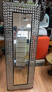 lot 441 image: Free-Standing Decorative Mirror with Crystal Embellished Frame (22x64)