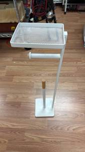 lot 446 image: White Free-Standing Mesh Head Toilet Paper Roll Holder