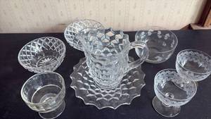 lot 1044 image: Glassware Etched, Pressed and Cubist