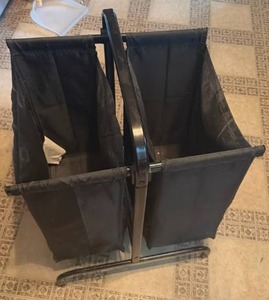 lot 1064 image: Laundry Hamper Sorter Organizer with Black Fabric Bins and Metal Frame